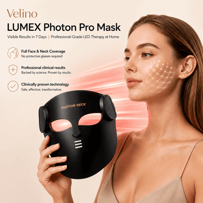 Velino LUMEX Photon Pro professional LED face mask 
with neck therapy red light 660nm 850nm infrared treatment