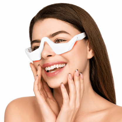Woman applying Velino LUMEX Eye Lift serum around the eye area – daily under-eye treatment for smoother, lifted and younger-looking eyes